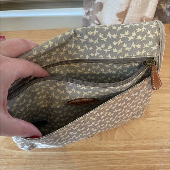 Fossil Crossbody - Blue & Grey Birds, Coated Canvas *STAINS* - Picture 4 of 8